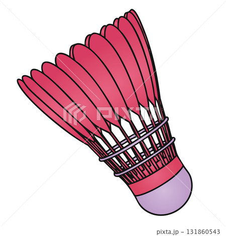 Badminton Shuttlecock Close Up Violet Illustration Transparent Background Sport Doodle 131860543