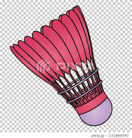 Badminton Shuttlecock Close Up Violet Illustration Transparent Background Sport Doodle 131860543