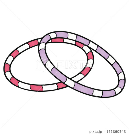 Pair of Hula Hoops Violet Illustration Transparent Background Cardio Fitness Doodle 131860548
