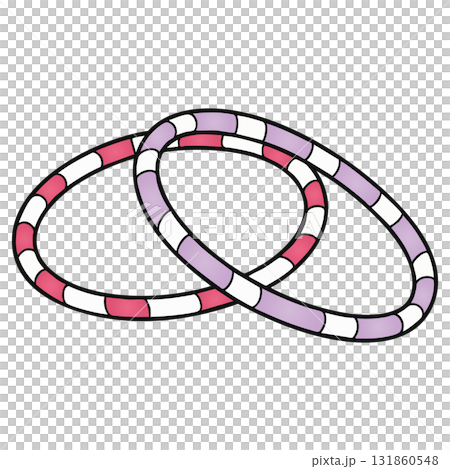 Pair of Hula Hoops Violet Illustration Transparent Background Cardio Fitness Doodle 131860548