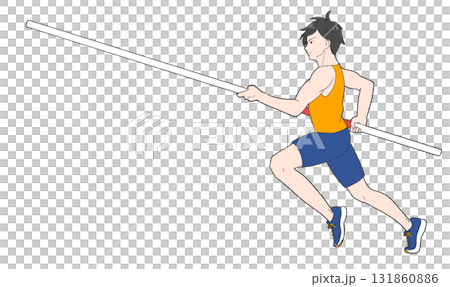 男孩在撐竿跳高比賽中助跑的插圖 男孩在撐竿跳高比賽中助跑的插圖 131860886