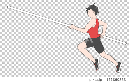 男孩在撐竿跳高比賽中助跑的插圖 男孩在撐竿跳高比賽中助跑的插圖 131860888