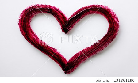 Lipstick Heart Outline With Elongated Squeezed Shape And Extended Tail Line On White Background 131861190