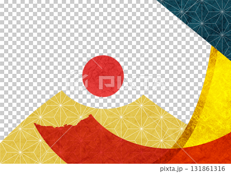 Abstract background frame of Japanese paper and gold leaf Simple Japanese modern geometric Japanese style design 131861316