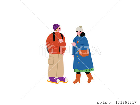 冬服を着た男女のカップル 131861517
