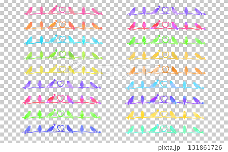 A line set of birds drawn with watercolor paints. A line set of birds drawn with watercolor paints. 131861726