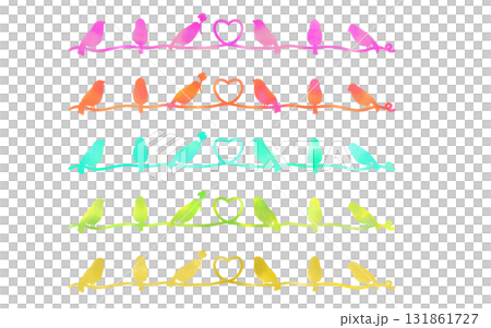 A set of cute bird and heart silhouette watercolor paintings. A set of cute bird and heart silhouette watercolor paintings. 131861727