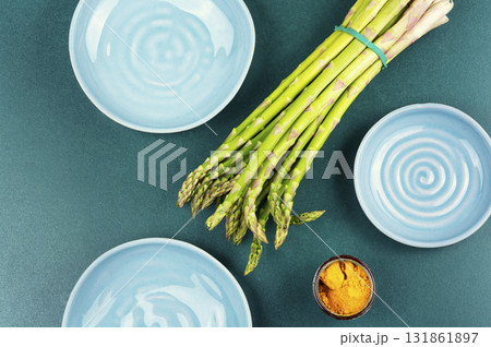 Bundles green asparagus. 131861897
