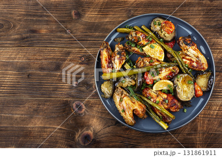 Roast chicken wings, food photography. Roast chicken wings, food photography. 131861911