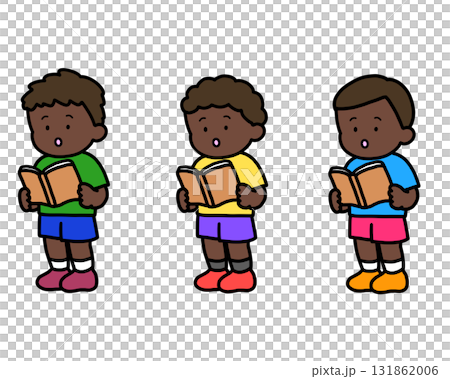 三個黑人男孩站著看書 131862006