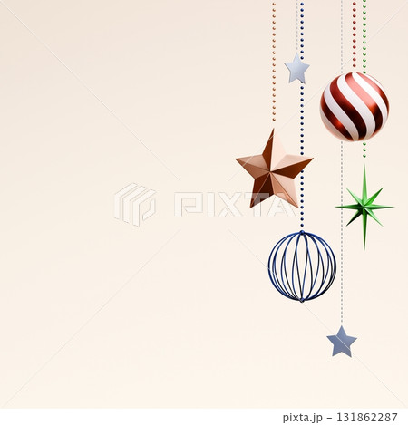 3D素材_クリスマスオーナメント_ベージュ 131862287