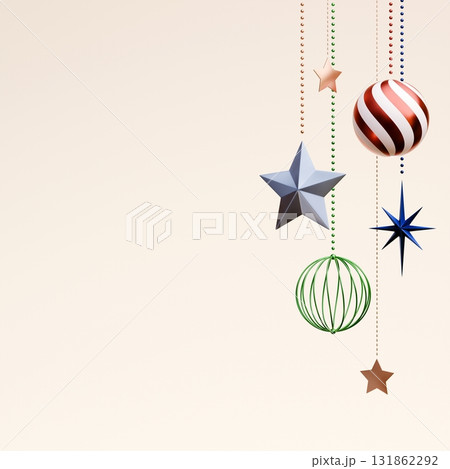 3D素材_クリスマスオーナメント_ベージュ 131862292