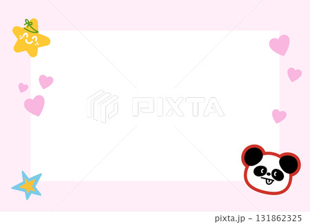 Cute rectangle pastel pink frame with panda, star, heart for decoration, polaroid photo, template, social media post, poster, book cover, sticky note, school name card, animal print, zoo, souvenir Cute rectangle pastel pink frame with panda, star, heart for decoration, polaroid photo, template, social media post, poster, book cover, sticky note, school name card, animal print, zoo, souvenir 131862325