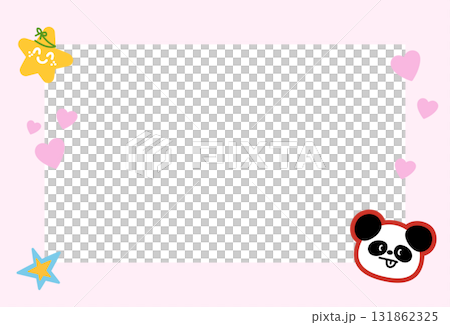 Cute rectangle pastel pink frame with panda, star, heart for decoration, polaroid photo, template, social media post, poster, book cover, sticky note, school name card, animal print, zoo, souvenir Cute rectangle pastel pink frame with panda, star, heart for decoration, polaroid photo, template, social media post, poster, book cover, sticky note, school name card, animal print, zoo, souvenir 131862325