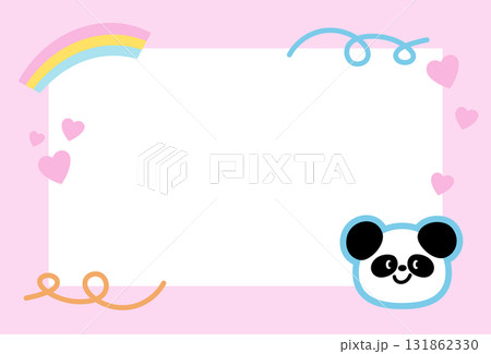 Cute rectangle pastel pink frame with panda, rainbow, hearts for decoration, polaroid photo, template, social media post, poster, book cover, sticky note, school name card, animal print, zoo Cute rectangle pastel pink frame with panda, rainbow, hearts for decoration, polaroid photo, template, social media post, poster, book cover, sticky note, school name card, animal print, zoo 131862330