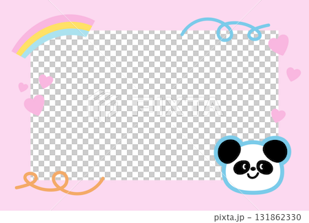 Cute rectangle pastel pink frame with panda, rainbow, hearts for decoration, polaroid photo, template, social media post, poster, book cover, sticky note, school name card, animal print, zoo Cute rectangle pastel pink frame with panda, rainbow, hearts for decoration, polaroid photo, template, social media post, poster, book cover, sticky note, school name card, animal print, zoo 131862330