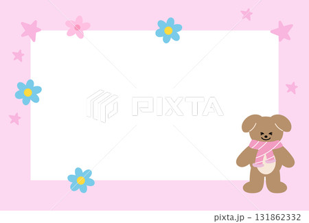 Cute rectangle pink frame with puppy and...のイラスト素材 [131862332] - PIXTA