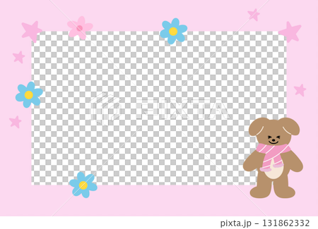 Cute rectangle pink frame with puppy and...のイラスト素材 [131862332] - PIXTA