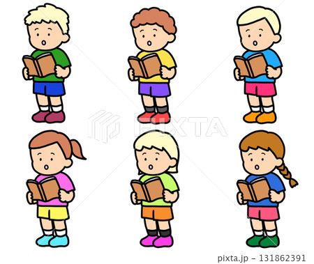 本を読む（立ち）白人の男女　6人 131862391