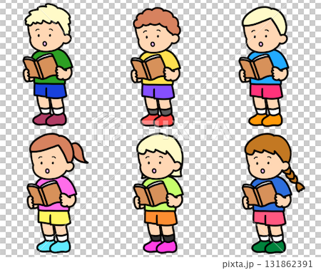 本を読む（立ち）白人の男女　6人 131862391