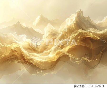 柔らかな金の光が包む高級感ある抽象デザイン 柔らかな金の光が包む高級感ある抽象デザイン 131862691