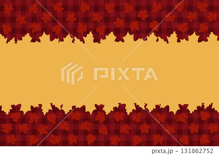 fall leaves background with red plaid pattern seasonal elements autumn theme flat design vector illustration 131862752