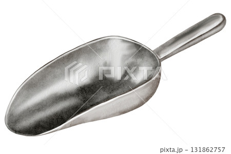 Watercolor culinary scoop. Clip art of a kitchen measuring spoon on a white background. Perfect for recipe books. 131862757