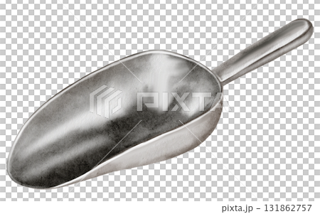 Watercolor culinary scoop. Clip art of a kitchen measuring spoon on a white background. Perfect for recipe books. 131862757