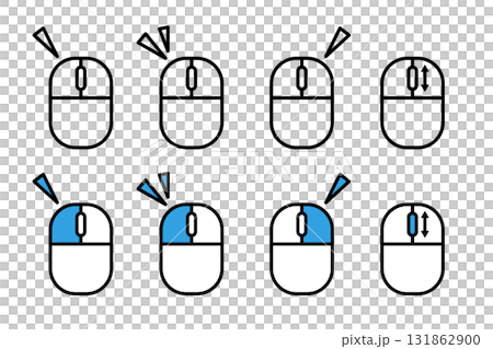 展示各種滑鼠用法的插圖 展示各種滑鼠用法的插圖 131862900