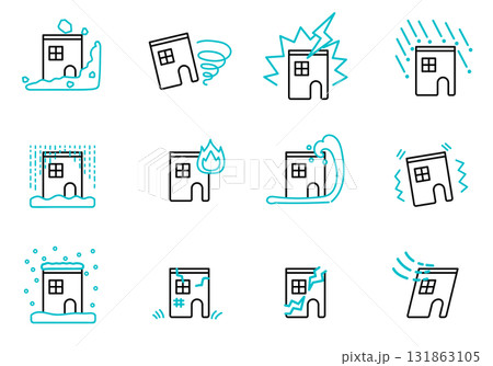 住宅の災害のアイコンセット 131863105