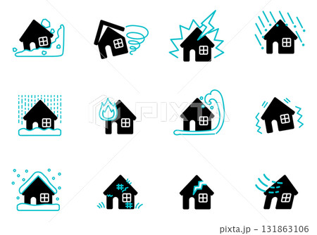 住宅の災害のアイコンセット 131863106