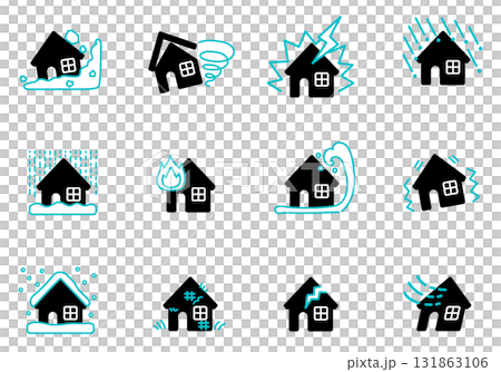 住宅の災害のアイコンセット 131863106
