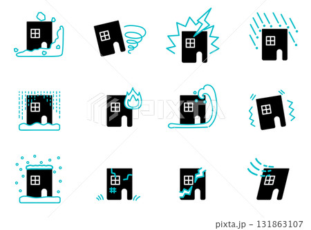 住宅の災害のアイコンセット 131863107