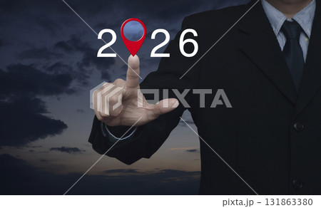 Happy new year 2026 map pointer navigation concept 131863380