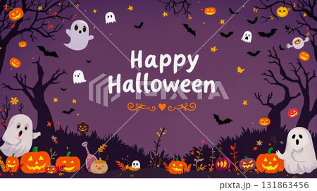 ハロウィン。カボチャ。頭蓋骨。幽霊。手描きのベクターイラストセット。タトゥー、彫刻風 131863456