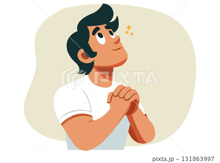 Illustration of a young man making a wish come true 131863997