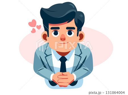 Illustration of a businessman giving thanks 131864004