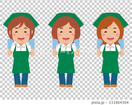 我會盡力的。一位穿著綠色圍裙的女清潔工微笑著 131864304