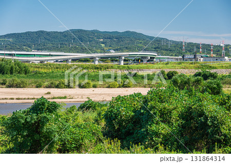 木津川風景 新名神高速道路 京都府京田辺市 城陽市 木津川風景 新名神高速道路 京都府京田辺市 城陽市 131864314