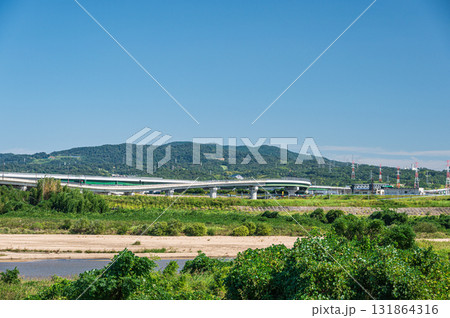 木津川風景　新名神高速道路　京都府京田辺市　城陽市 131864316