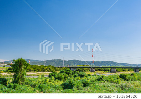 木津川風景　京都府京田辺市　城陽市 131864320