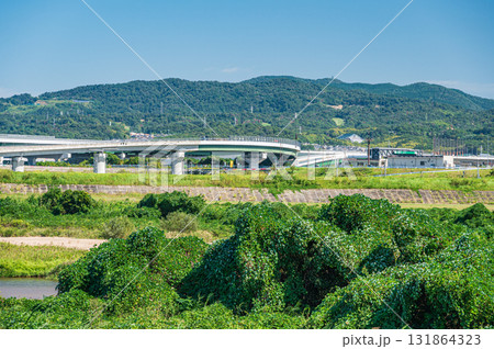 木津川風景　新名神高速道路　京都府京田辺市　城陽市 131864323