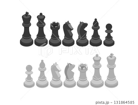 Isometric set of chess vector icons for web design isolated on white background 131864585