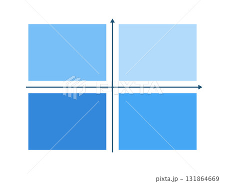 シンプルな4象限図テンプレート 青系カラーのマトリクス表　ベクターイラスト 131864669