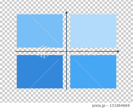 シンプルな4象限図テンプレート 青系カラーのマトリクス表　ベクターイラスト 131864669