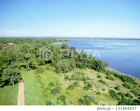 ウトナイ湖展望台からの風景 131864837
