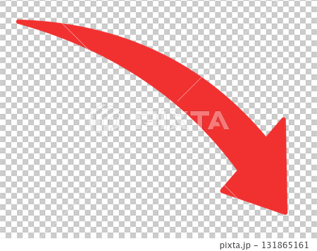下降彎曲紅色箭頭的簡單圖示 131865161
