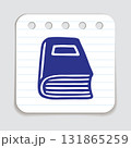 Doodle book icon hand drawn with blue pen on a notepaper in flat style 131865259
