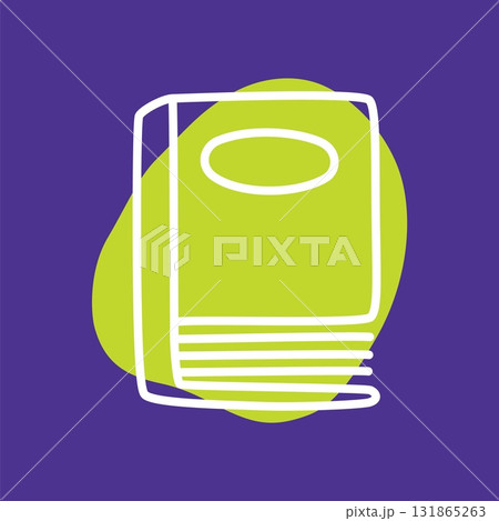 Doodle book icon hand drawn with thin line and colorful blob 131865263