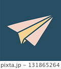 Doodle Paper Airplane icon hand drawn with thin line and colorful blob 131865264